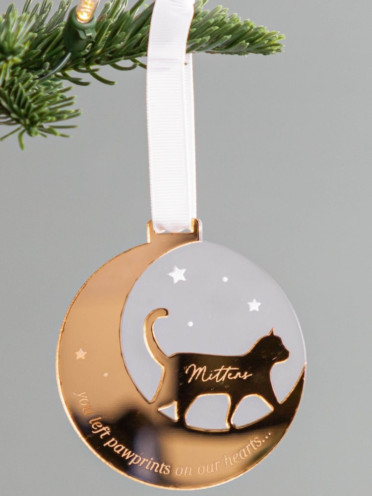 Cat And Moon Layered Mirror Hanging Christmas Decoration by No Ordinary Gift - Image 2 of 3