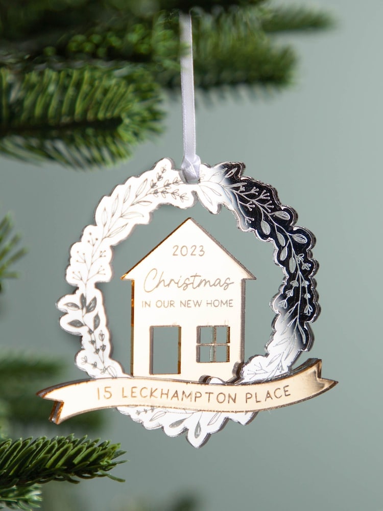 Metallic Mirror Wreath Personalised New Home Christmas Decoration by No Ordinary Gift - Image 1 of 1