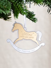 Metallic Mirror Rocking Horse First Christmas Decoration by No Ordinary Gift - Image 1 of 3