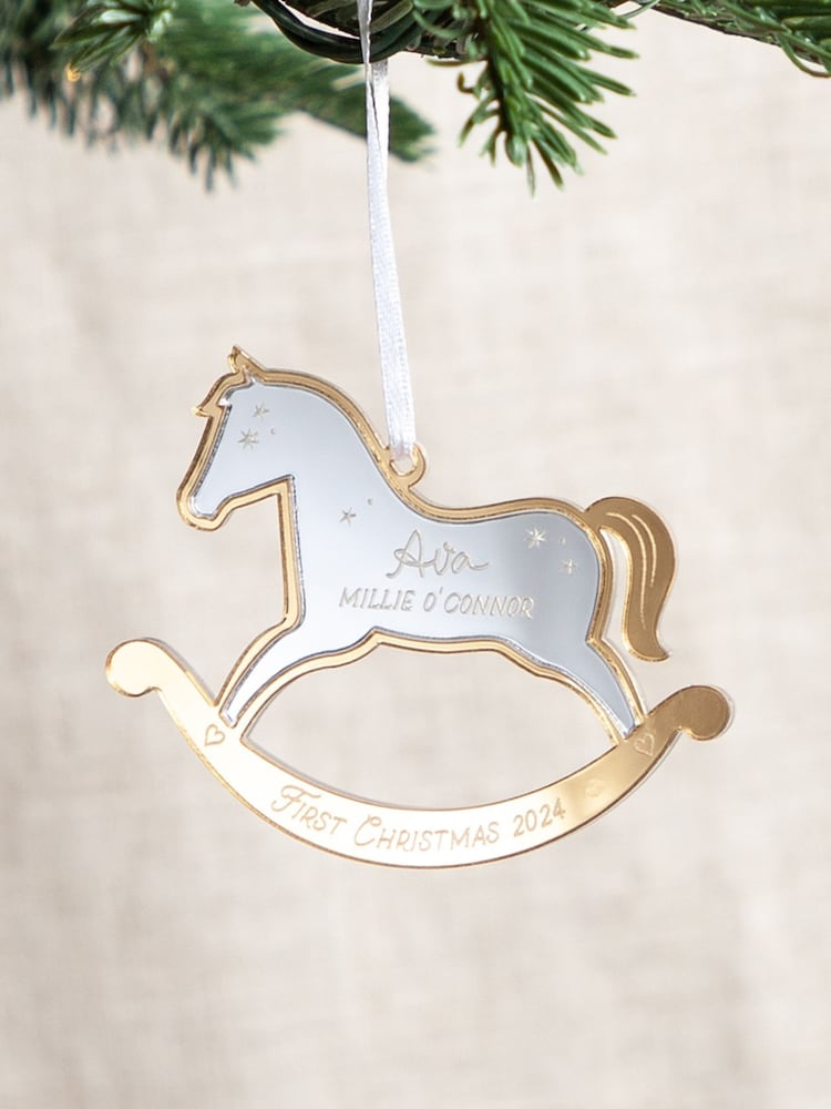 Metallic Mirror Rocking Horse First Christmas Decoration by No Ordinary Gift - Image 2 of 3