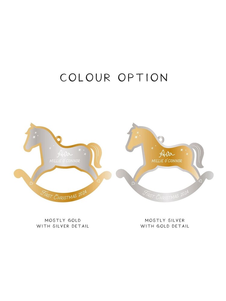 Metallic Mirror Rocking Horse First Christmas Decoration by No Ordinary Gift - Image 3 of 3