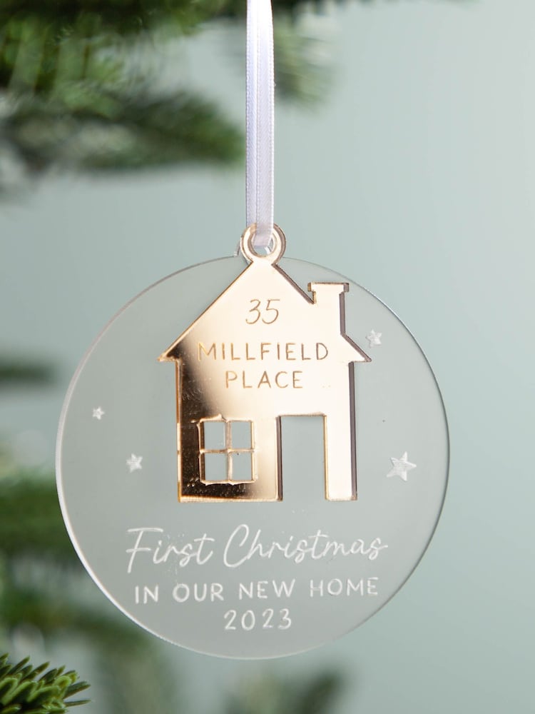 Personalised New Home Christmas Decoration with Mirror House by No Ordinary Gift - Image 1 of 1