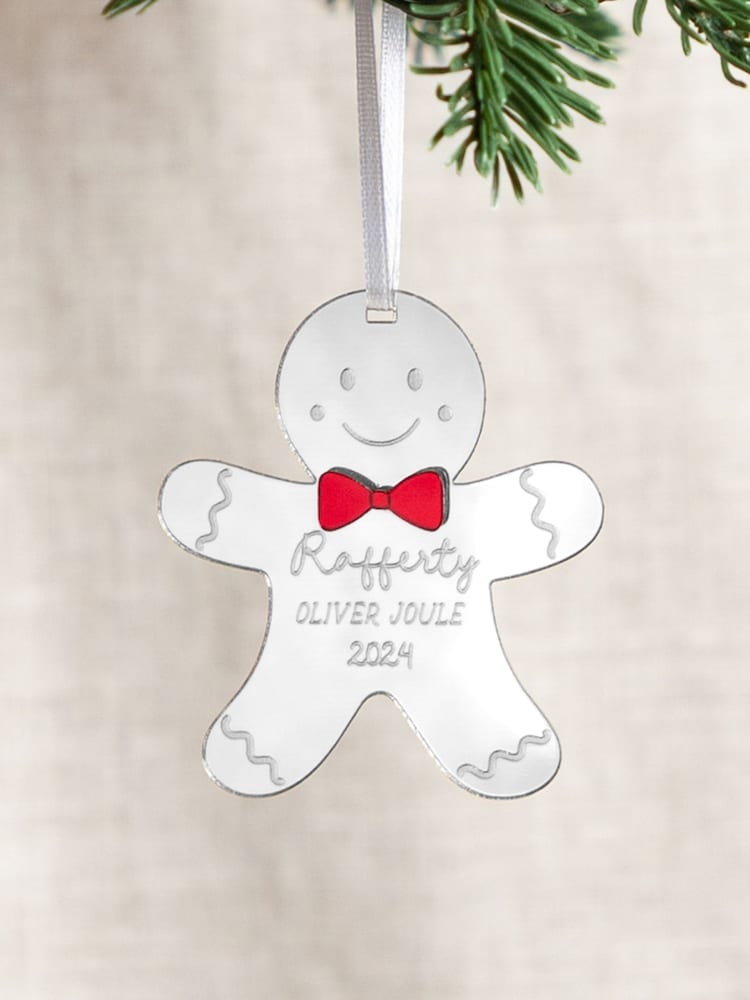 Personalised Festive Gingerbread Man Christmas Decoration by No Ordinary Gift - Image 2 of 2