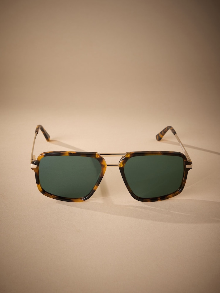 Tortoiseshell Brown Signature Navigator Sunglasses - Image 1 of 5 Tortoiseshell Brown Signature Navigator Sunglasses - Image 1 of 5
