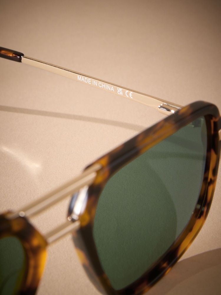 Tortoiseshell Brown Signature Navigator Sunglasses - Image 3 of 5