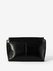 Mint Velvet Black Daisy Leather Fold Over Tassel Clutch - Image 3 of 5