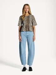 Ganni Animal Print Open Back Smock Blouse - Image 4 of 5