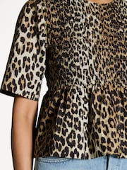 Ganni Animal Print Open Back Smock Blouse - Image 5 of 5