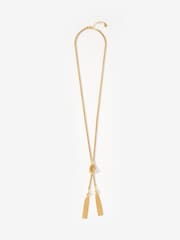 Mint Velvet Gold Tone Double Tassel Necklace - Image 1 of 3