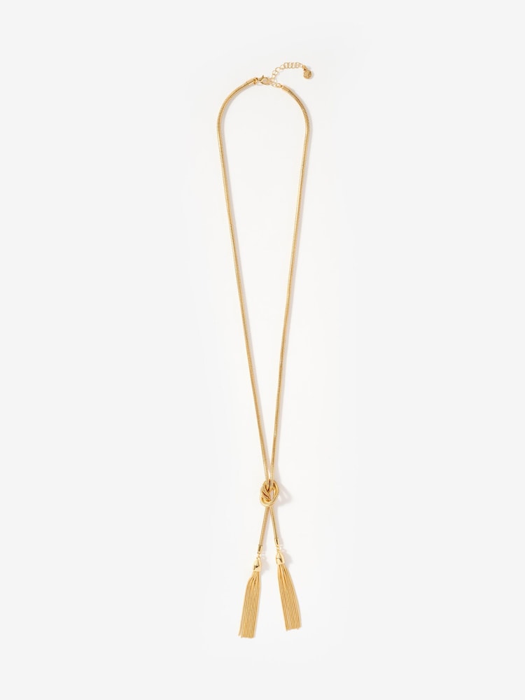 Mint Velvet Gold Tone Double Tassel Necklace - Image 1 of 3
