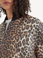 Ganni Leopard Oversized Leopard Print Short Bomber Jacket - Image 5 of 6