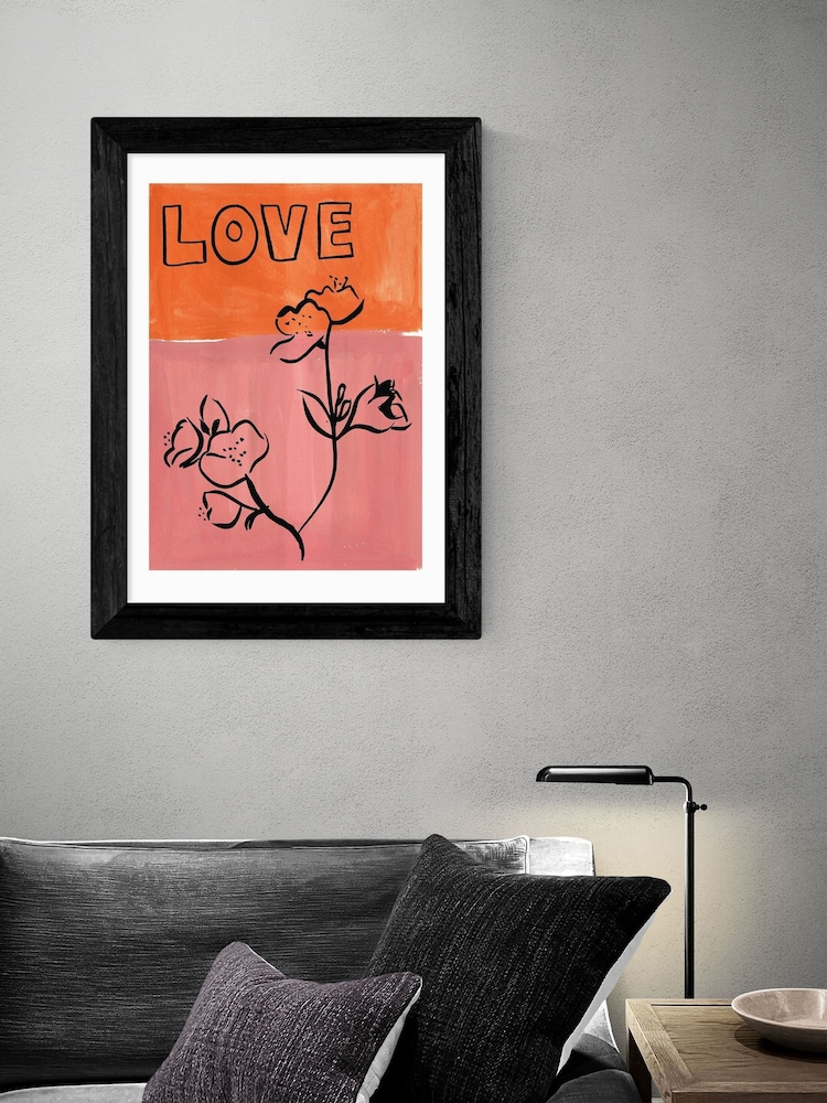 East End Prints Black Blossom Love Framed Print by Keren Parmley - Image 1 of 3