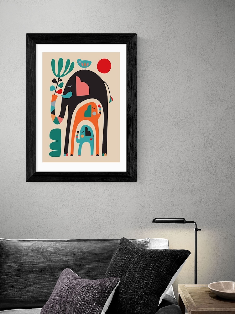 East End Prints Black Three Elephants Framed Print Wall Art by Rachel Lee - Image 1 of 3