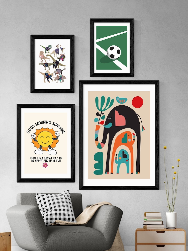 East End Prints Black Three Elephants Framed Print Wall Art by Rachel Lee - Image 3 of 3
