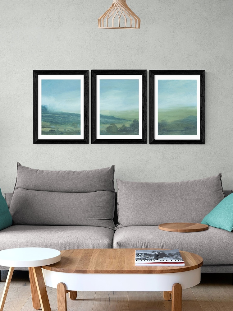 East End Prints Black Devon Triptych Wall Art by Dan Hobday - Image 1 of 2