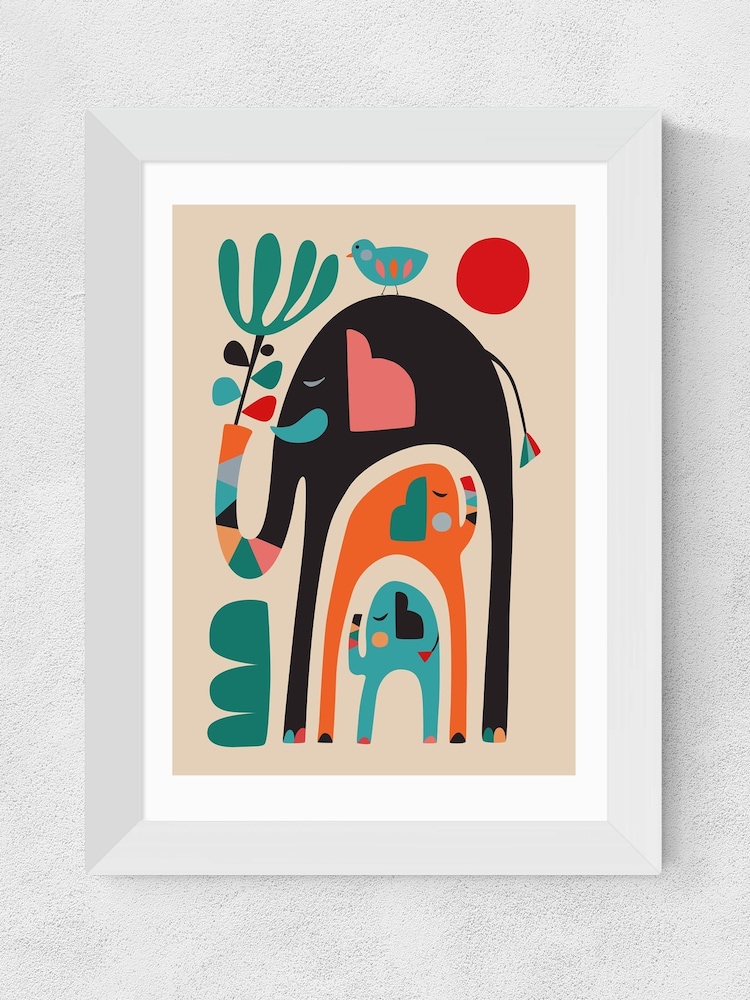 East End Prints White Three Elephants Framed Print Wall Art by Rachel Lee - Image 2 of 3