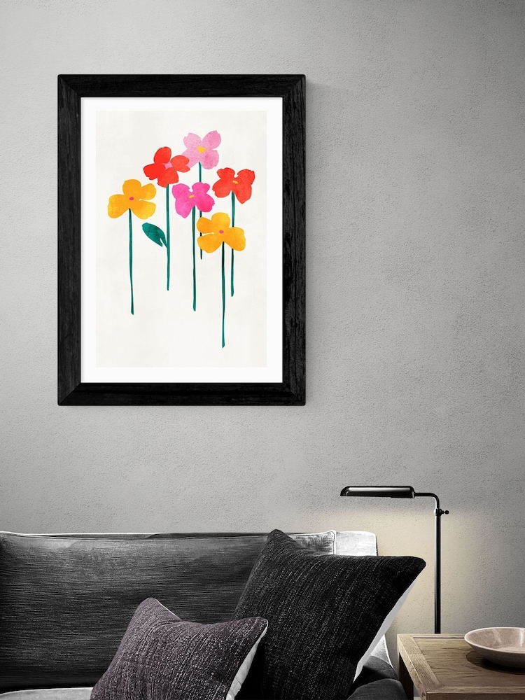 East End Prints Black Little Happy Flowers Framed Print Wall Art by Kubistika - Image 1 of 3