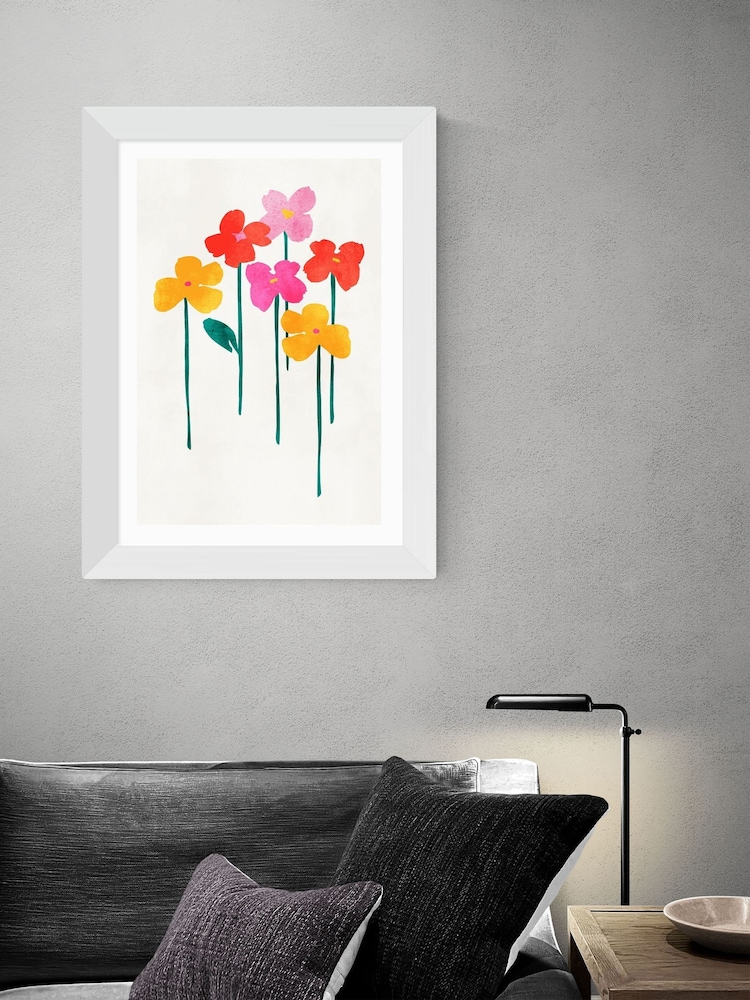 East End Prints White Little Happy Flowers Framed Print Wall Art by Kubistika - Image 1 of 3 East End Prints White Little Happy Flowers Framed Print Wall Art by Kubistika - Image 1 of 3