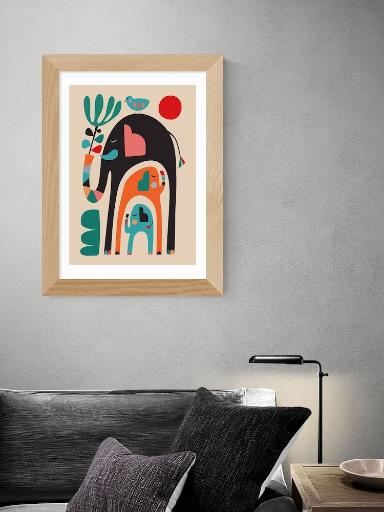 East End Prints Oak Three Elephants Framed Print Wall Art by Rachel Lee - Image 1 of 3