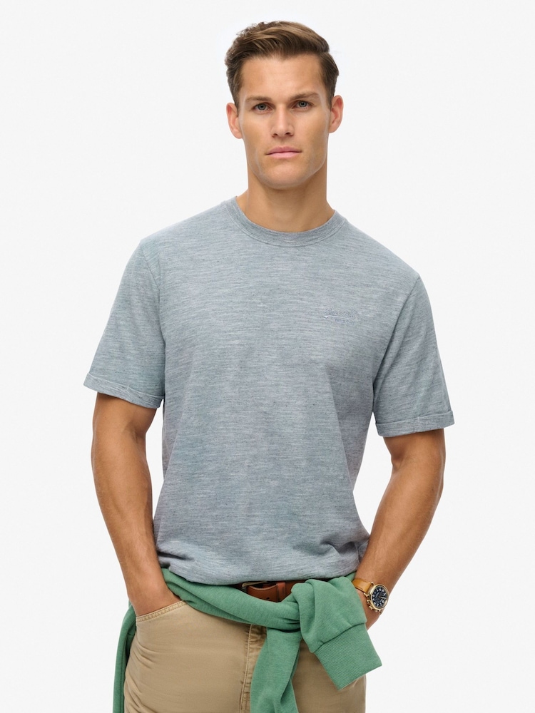 Azul - Superdry Over Dyed Slub Marl T-Shirt - Imagen 1 de 3 Azul - Superdry Over Dyed Slub Marl T-Shirt - Imagen 1 de 3