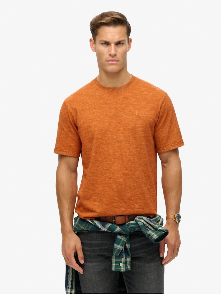 Superdry Orange Over Dyed Slub Marl T-Shirt - Image 1 of 3