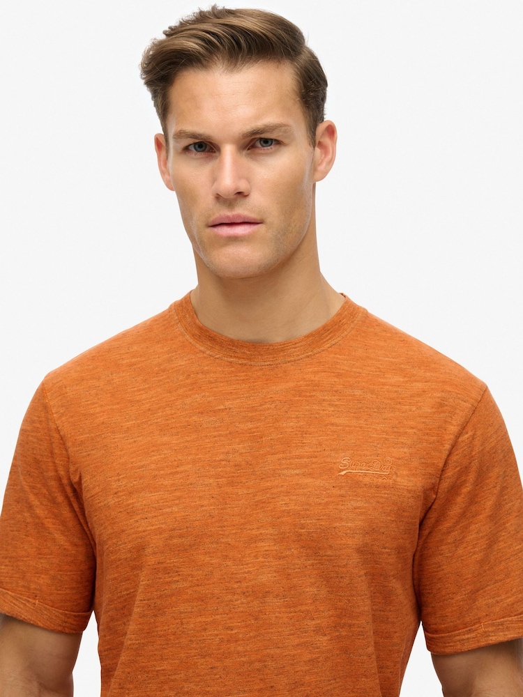 Superdry Orange Over Dyed Slub Marl T-Shirt - Image 3 of 3