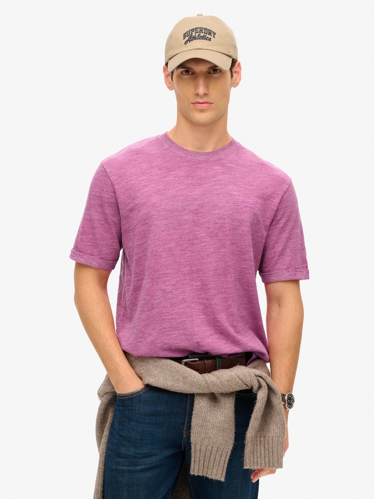 Superdry Pink Over Dyed Slub Marl T-Shirt - Image 1 of 4