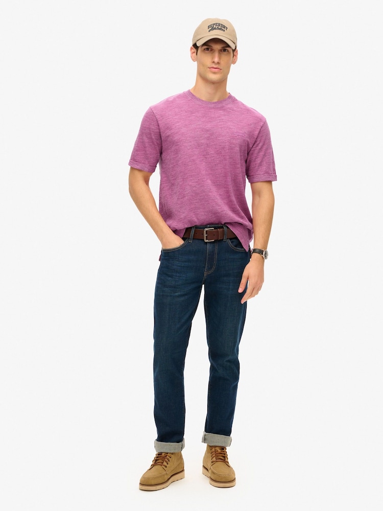Superdry Pink Over Dyed Slub Marl T-Shirt - Image 2 of 4