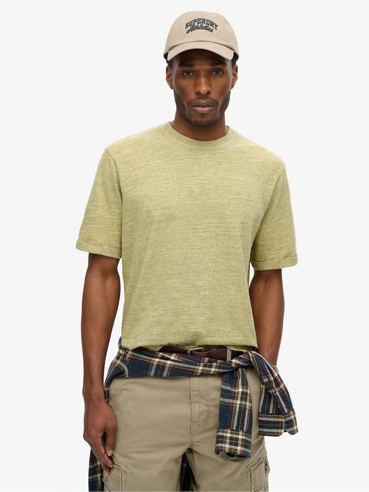 Superdry Yellow Over Dyed Slub Marl T-Shirt - Image 1 of 3 Superdry Yellow Over Dyed Slub Marl T-Shirt - Image 1 of 3