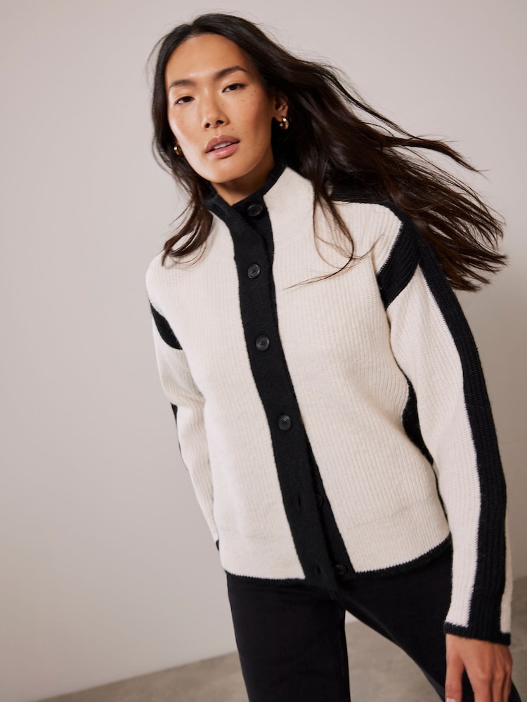 Mint Velvet White Contrast Trim Cardigan - Image 2 of 4