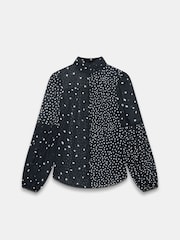 Mint Velvet Black Contrast Spot Print Blouse - Image 3 of 4