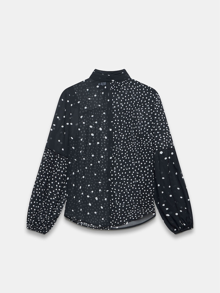 Mint Velvet Black Contrast Spot Print Blouse - Image 4 of 4