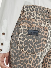 GANNI Animal Leopard Print Denim Angi Cargo Jeans - Image 6 of 6