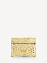 Tory Burch Gold Kira Metallic Moto Quilt Card Case - Image 1 of 4