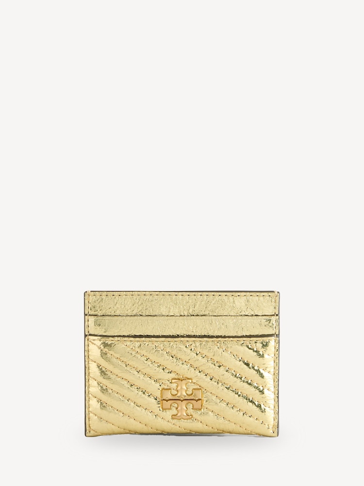 Tory Burch Gold Kira Metallic Moto Quilt Card Case - Image 1 of 4