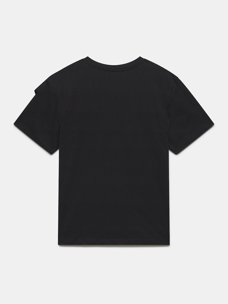 Mint Velvet Black Woven Bow T-Shirt - Image 4 of 4