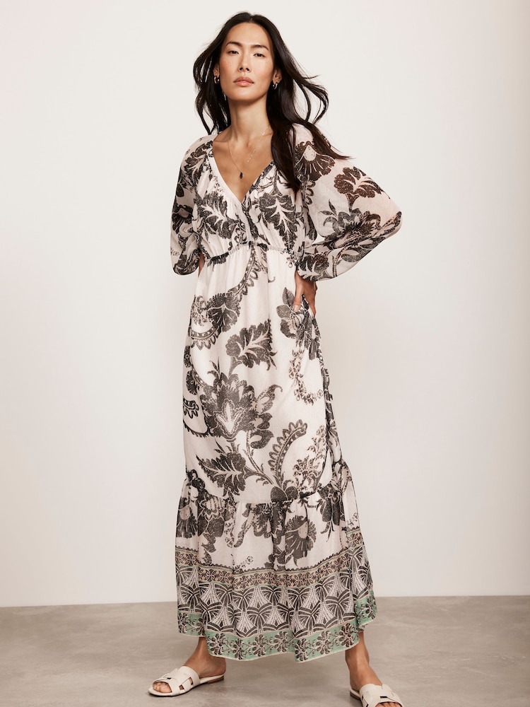 Mint Velvet White Neutral Print Boho Maxi Dress - Image 1 of 4 Mint Velvet White Neutral Print Boho Maxi Dress - Image 1 of 4