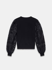 Mint Velvet Black Woven Sleeve Jumper - Image 4 of 4
