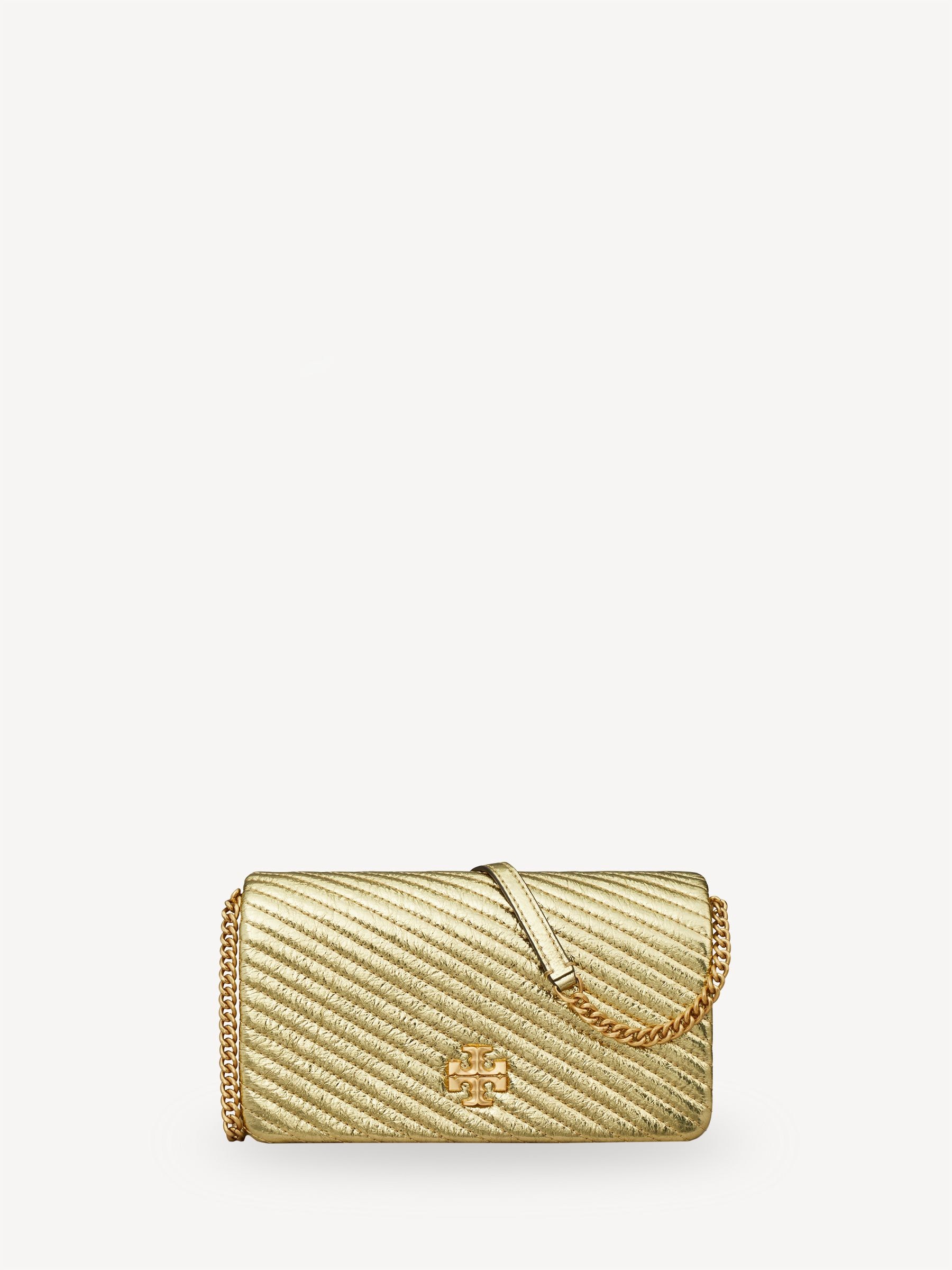 Tory Burch Gold Kira Metallic Moto Quilt Chain Wallet | Seasons