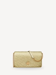 Tory Burch Gold Kira Metallic Moto Quilt Chain Wallet - Image 1 of 6