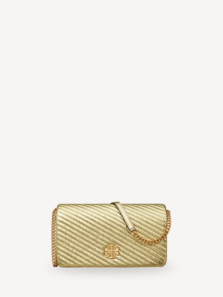Tory Burch Gold Kira Metallic Moto Quilt Chain Wallet - Image 1 of 6