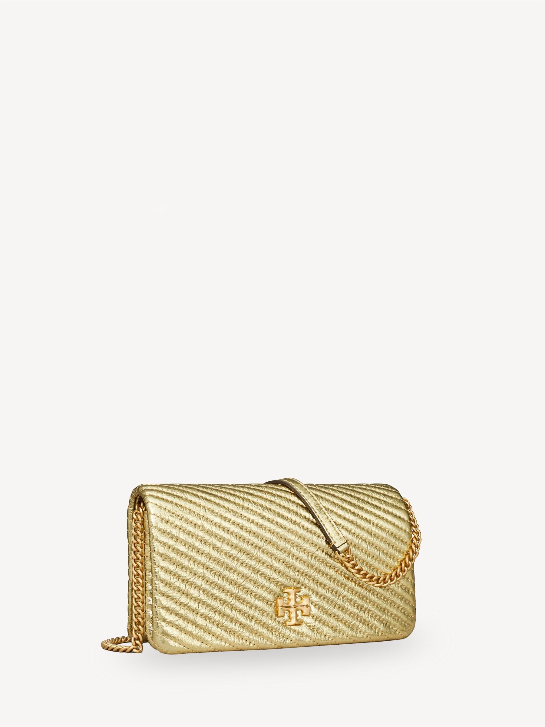 Tory Burch Gold Kira Metallic Moto Quilt Chain Wallet | Seasons