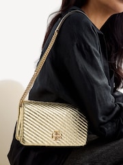 Tory Burch Gold Kira Metallic Moto Quilt Chain Wallet - Image 5 of 6