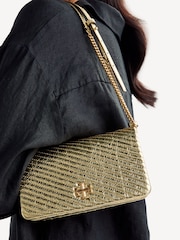 Tory Burch Gold Kira Metallic Moto Quilt Chain Wallet - Image 6 of 6