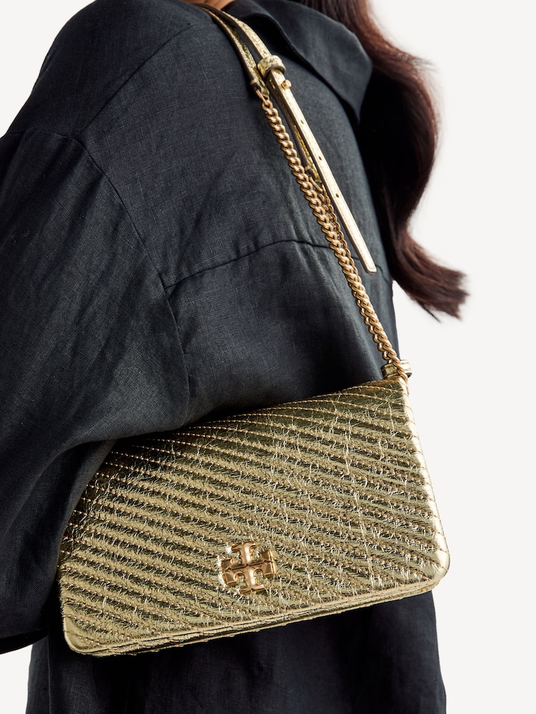 Tory Burch Gold Kira Metallic Moto Quilt Chain Wallet - Image 6 of 6
