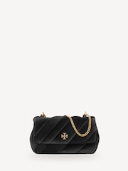 Tory Burch Black Kira Draped Velvet Mini Flap Bag - Image 1 of 5
