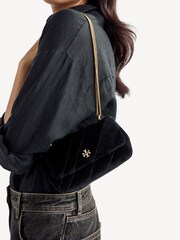 Tory Burch Black Kira Draped Velvet Mini Flap Bag - Image 2 of 5