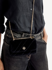 Tory Burch Black Kira Draped Velvet Mini Flap Bag - Image 3 of 5