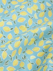 Blue/Lemon Conversational Slim Fit 100% Cotton Long Sleeve Single Cuff Printed Formal Shirt - Image 8 of 8