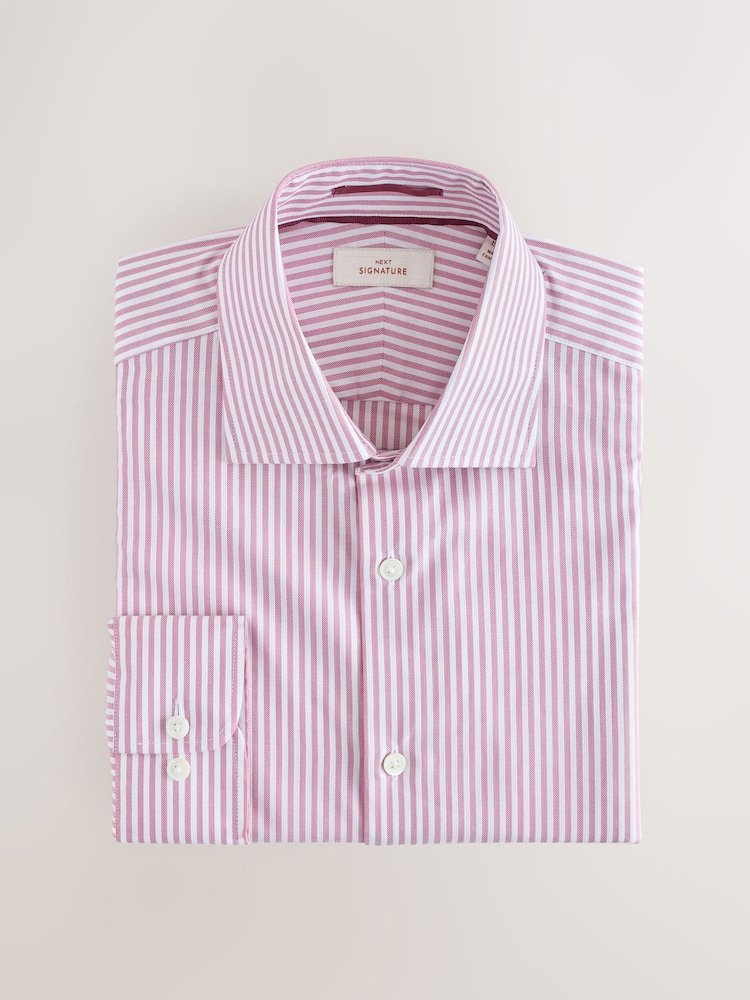 Coral Pink Bengal Slim Fit Signature 100% Cotton Bengal Stripe Shirt - Image 5 of 7